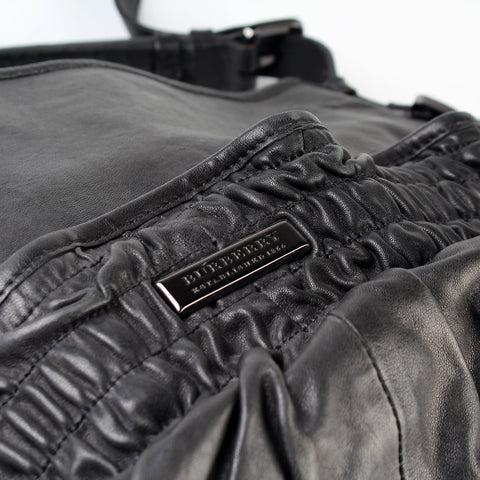 Ruched Leather Hobo Large