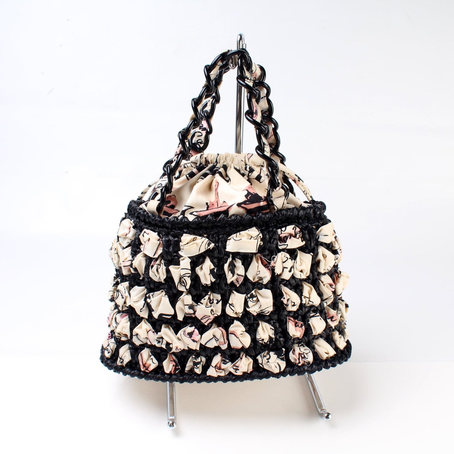 Mademoiselle Printed Raffia Mini Bucket