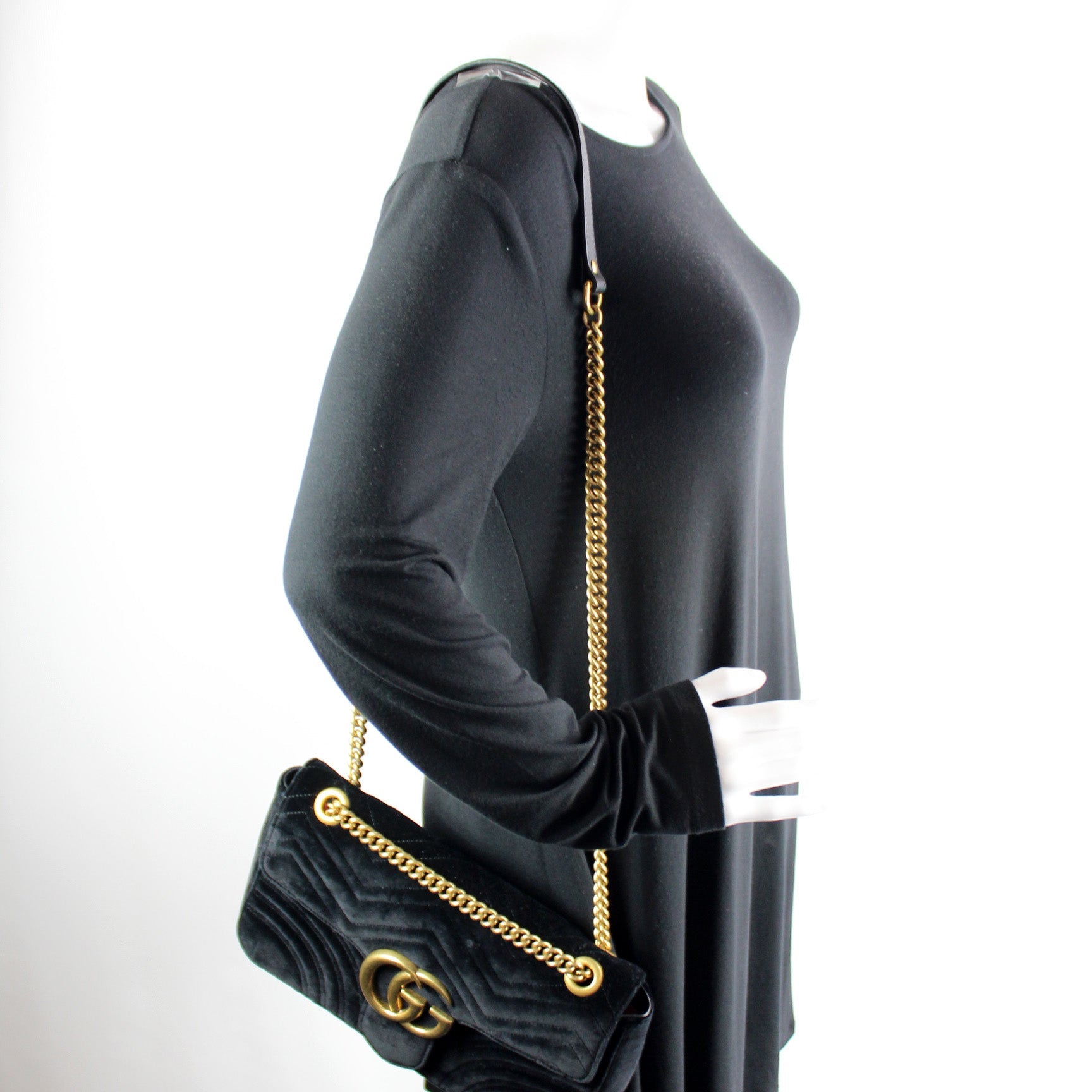 443496 Marmont Velvet Shoulder Medium lbcase