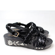 Hinged Sequin & Pearl Sandals Size 41.5