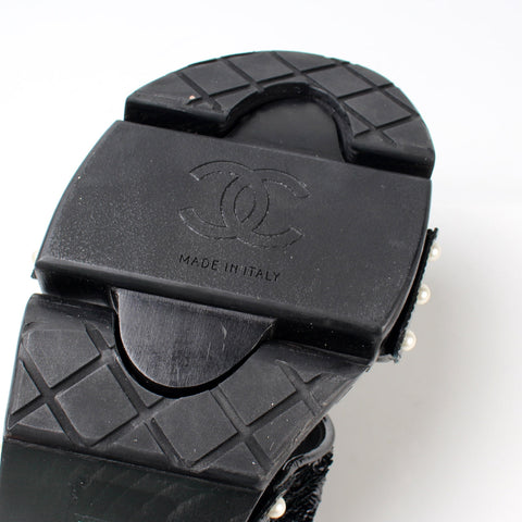 Hinged Sequin & Pearl Sandals Size 41.5