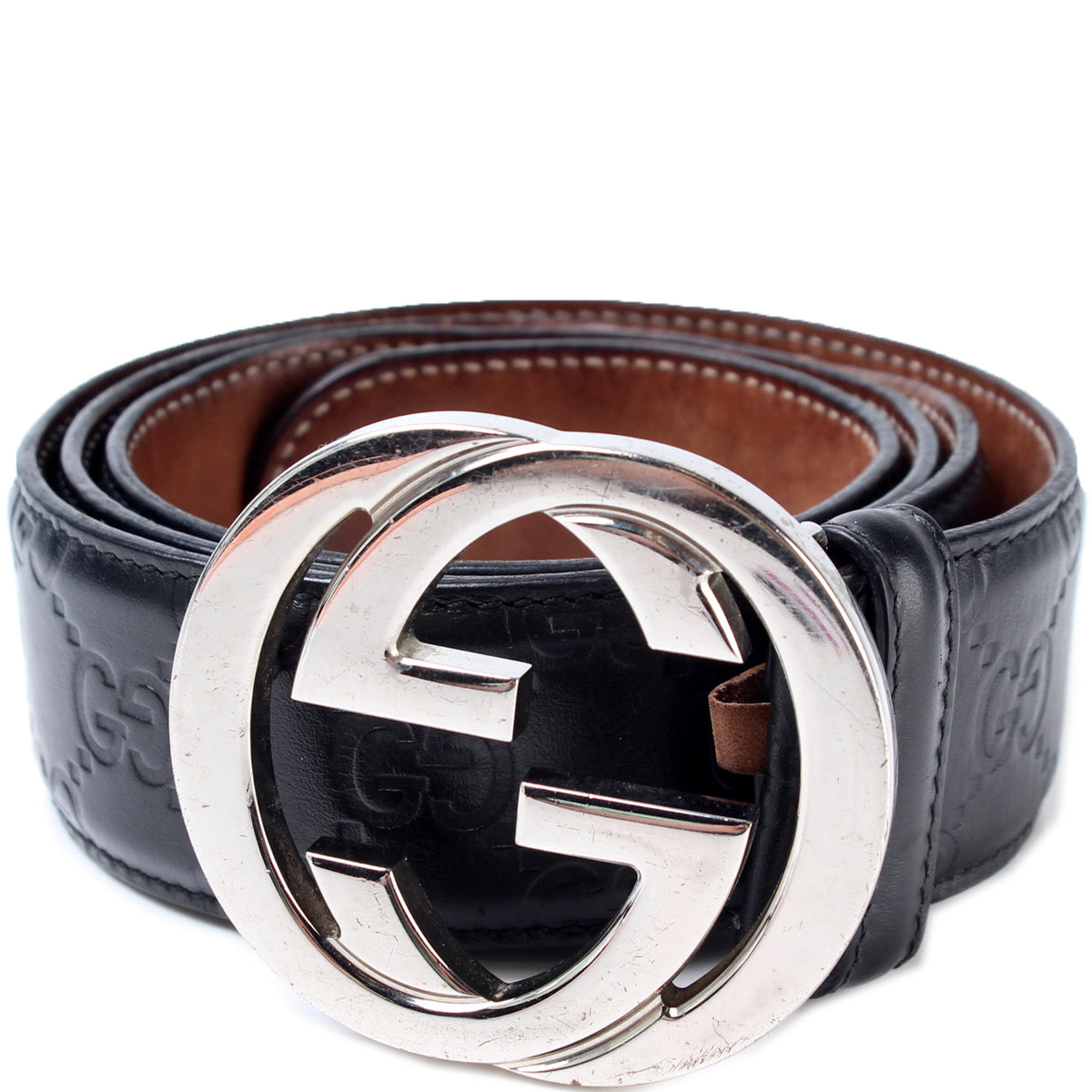 411924 Interlocking GG  Leather Belt Size 90/36 lbcase