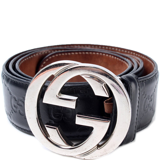 411924 Interlocking GG  Leather Belt Size 90/36 lbcase