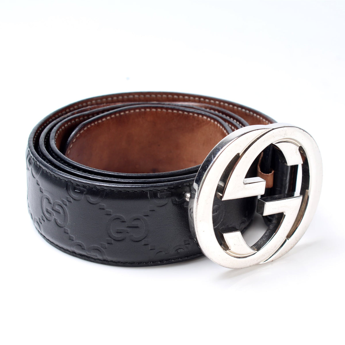 411924 Interlocking GG  Leather Belt Size 90/36 lbcase