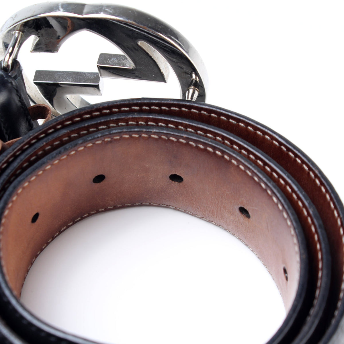 411924 Interlocking GG  Leather Belt Size 90/36 lbcase