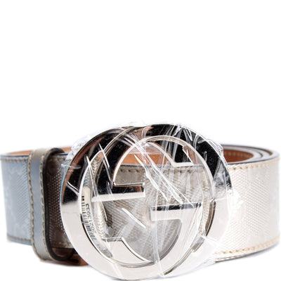 114876 Interlocking GG Canvas Belt Size 85/34