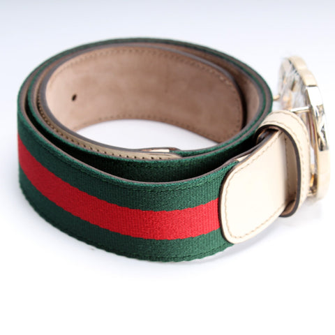 114876 Interlocking GG Canvas Belt Size 90/36
