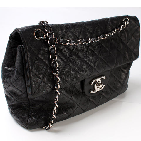 Washed Caviar Jumbo Single Flap 12M