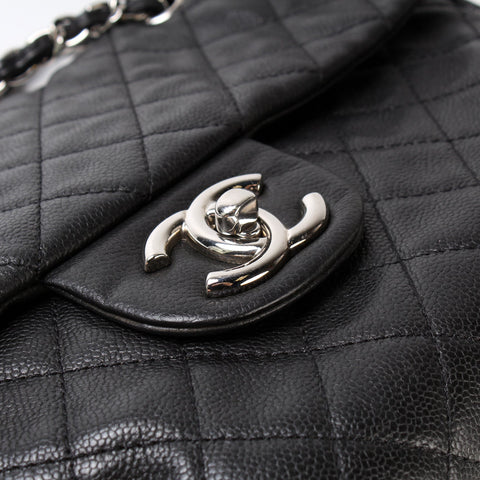 Washed Caviar Jumbo Single Flap 12M