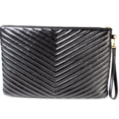 Monogram Chevron Leather Clutch