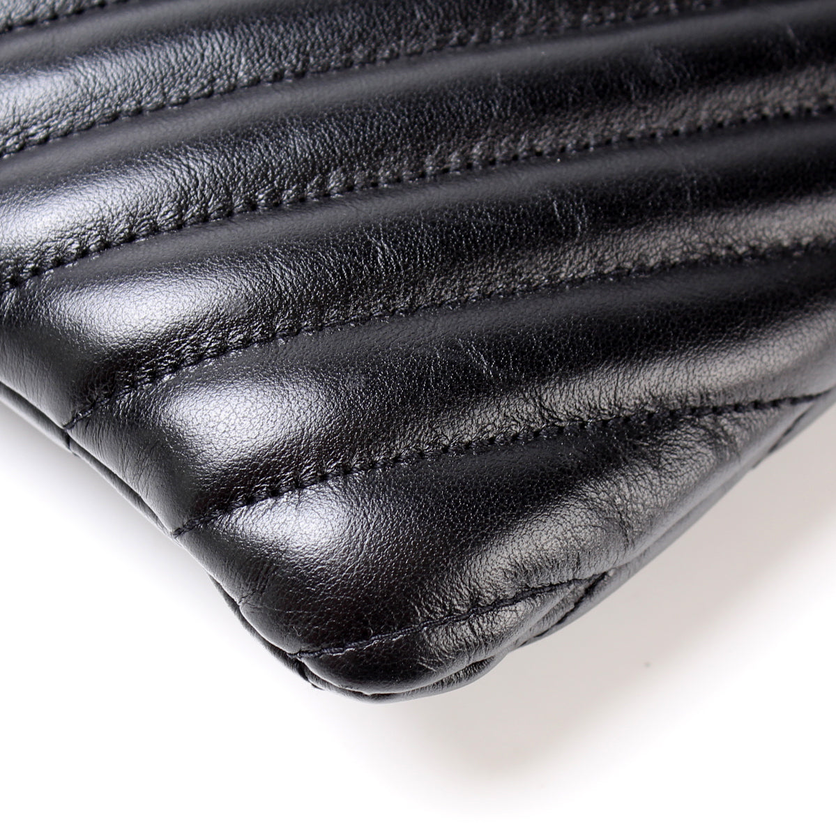 Monogram Chevron Leather Clutch