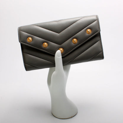 CC Button Chevron Flap Wallet Lambskin 26M