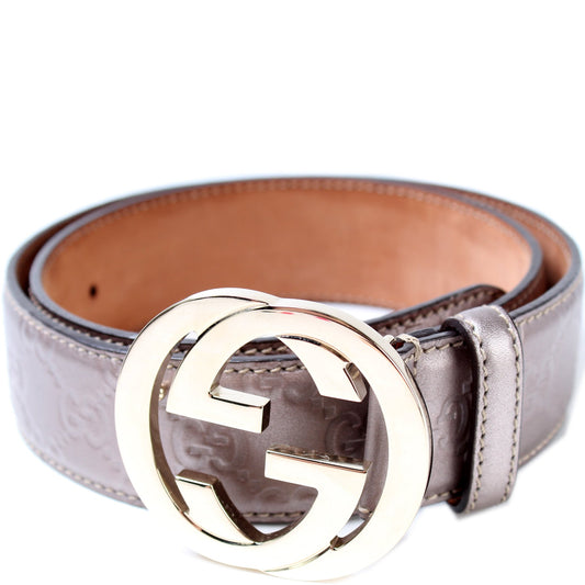 114876 Interlocking GG Leather Belt Size 80/32 lbcase