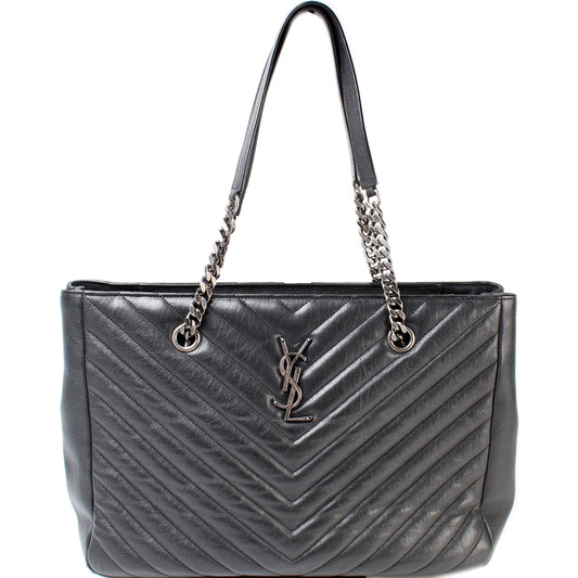 Chevron Monogram Leather Tote