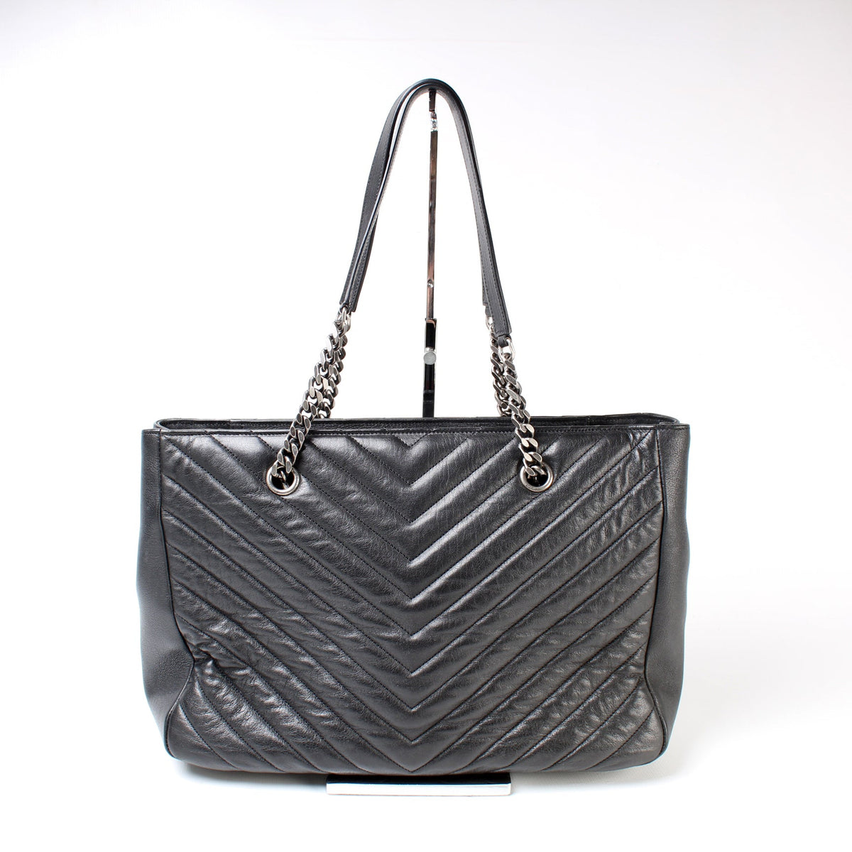 Chevron Monogram Leather Tote