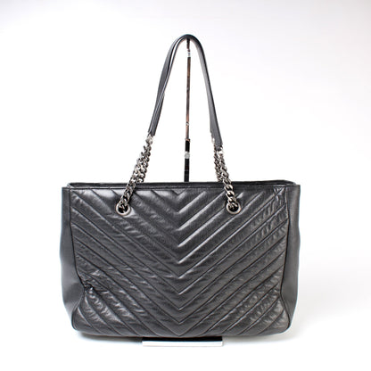 Chevron Monogram Leather Tote