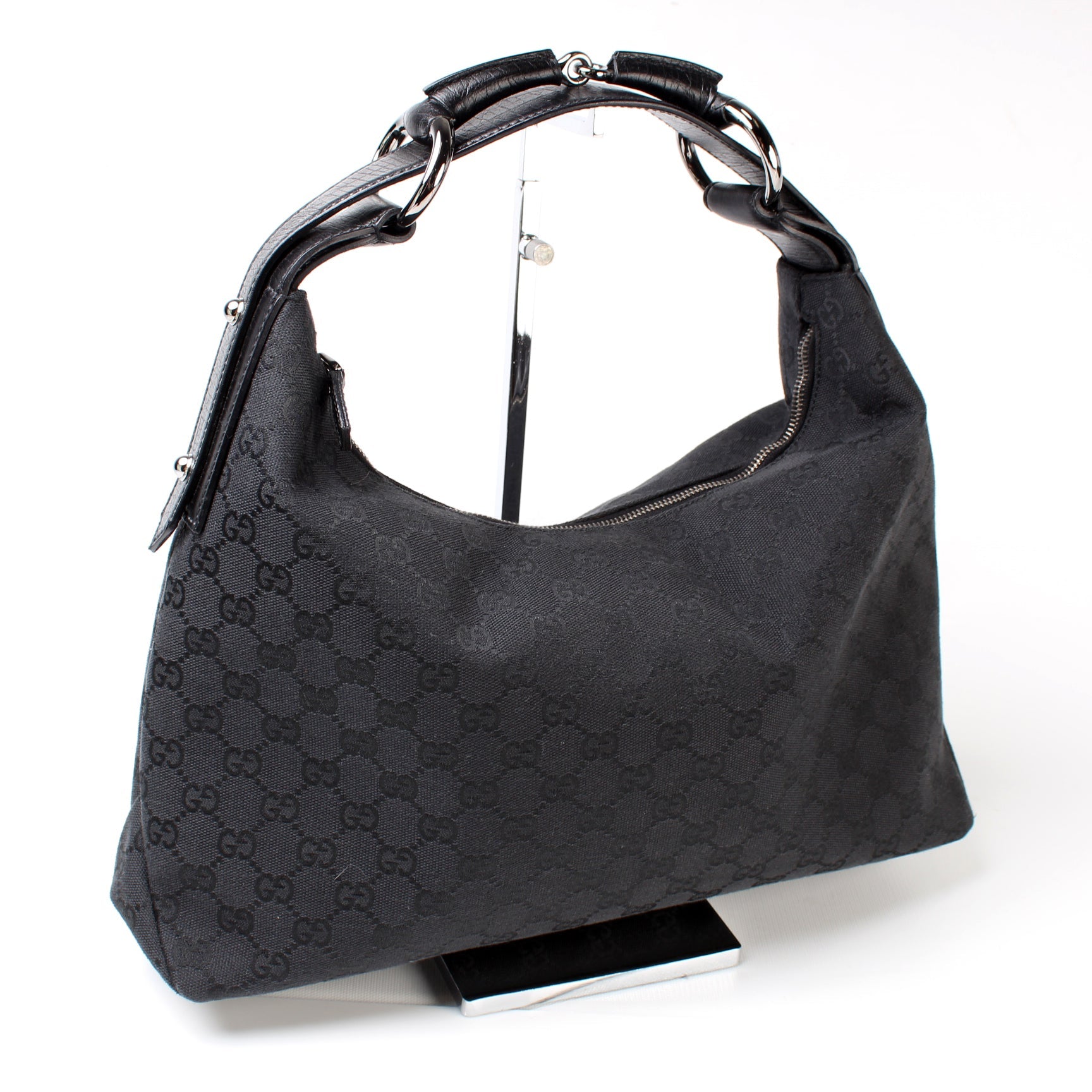 115867 GG Canvas Horsebit Hobo lbcase