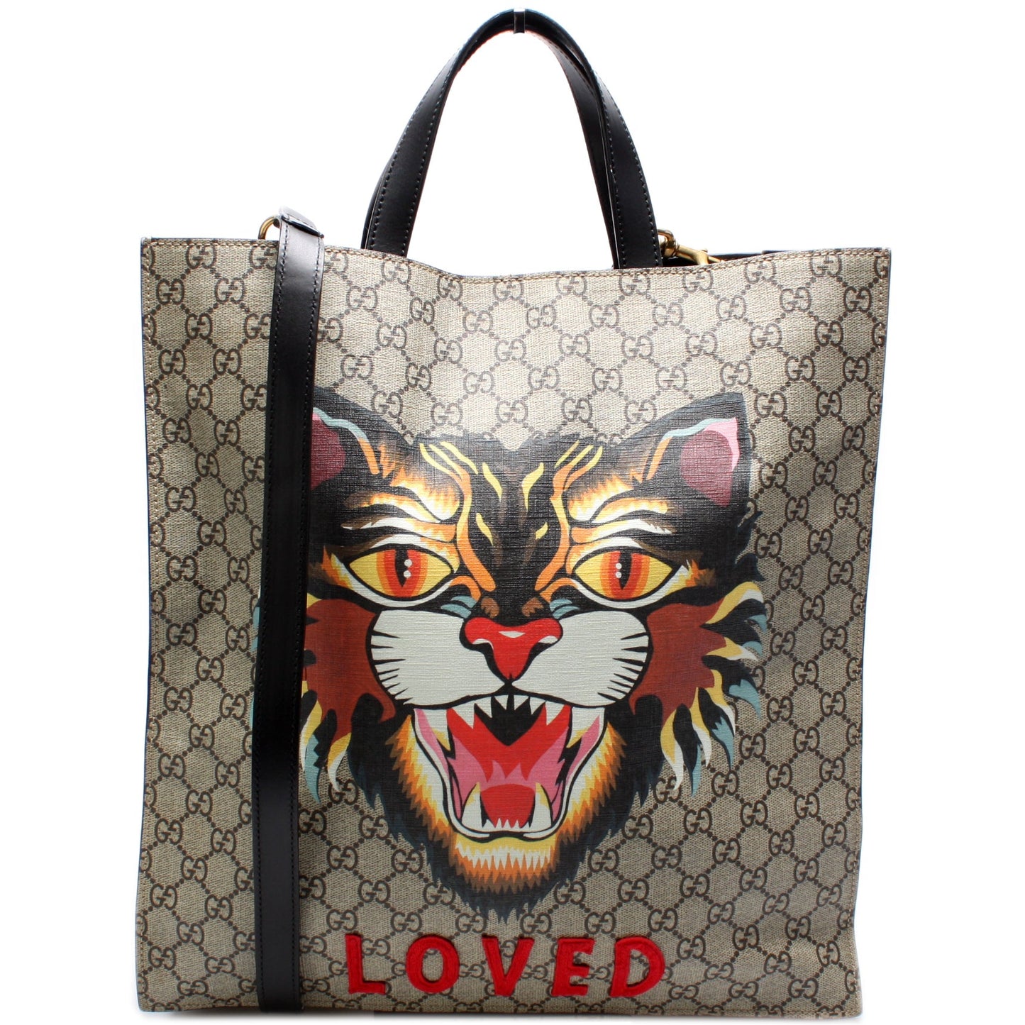 450950 Soft GG Supreme Vertical Tote Angry Cat Loved lbcase