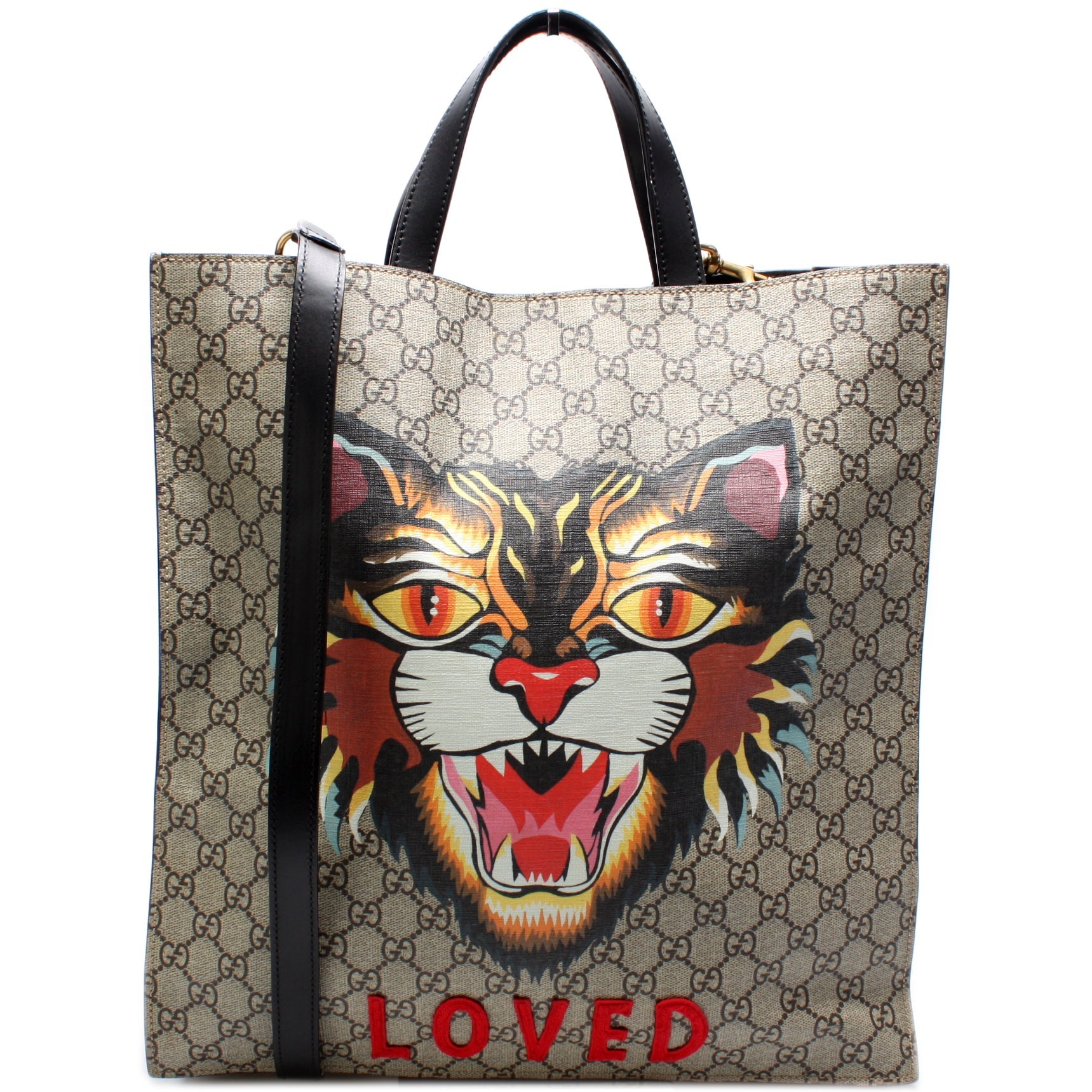 450950 Soft GG Supreme Vertical Tote Angry Cat Loved lbcase