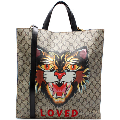 450950 Soft GG Supreme Vertical Tote Angry Cat Loved lbcase