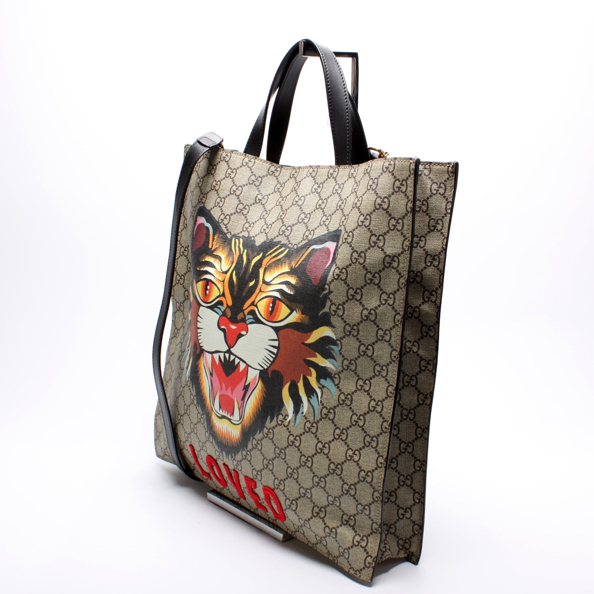 450950 Soft GG Supreme Vertical Tote Angry Cat Loved lbcase