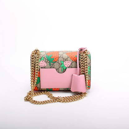 409487 GG Supreme Strawberry Small Padlock Shoulder Bag lbcase