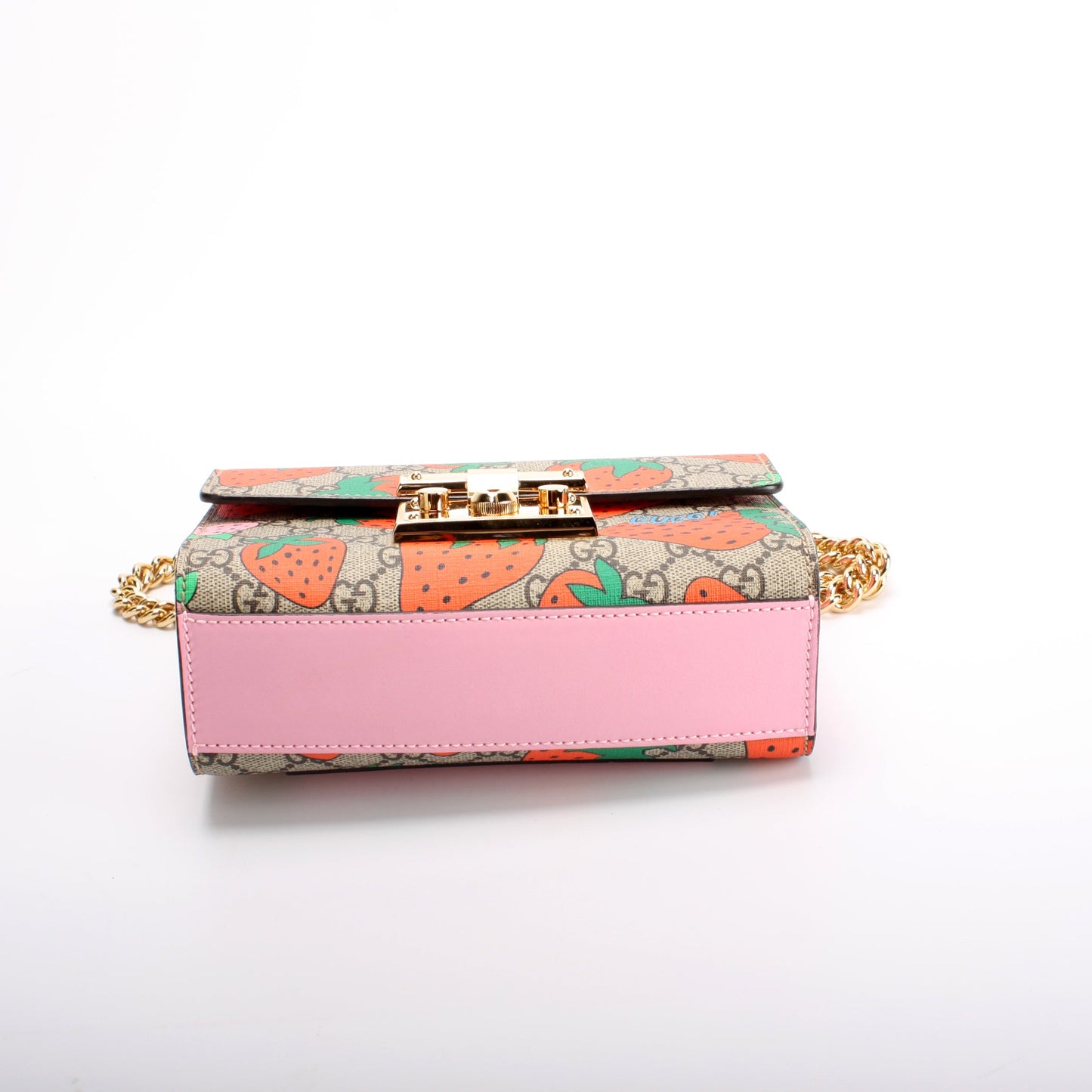 409487 GG Supreme Strawberry Small Padlock Shoulder Bag lbcase