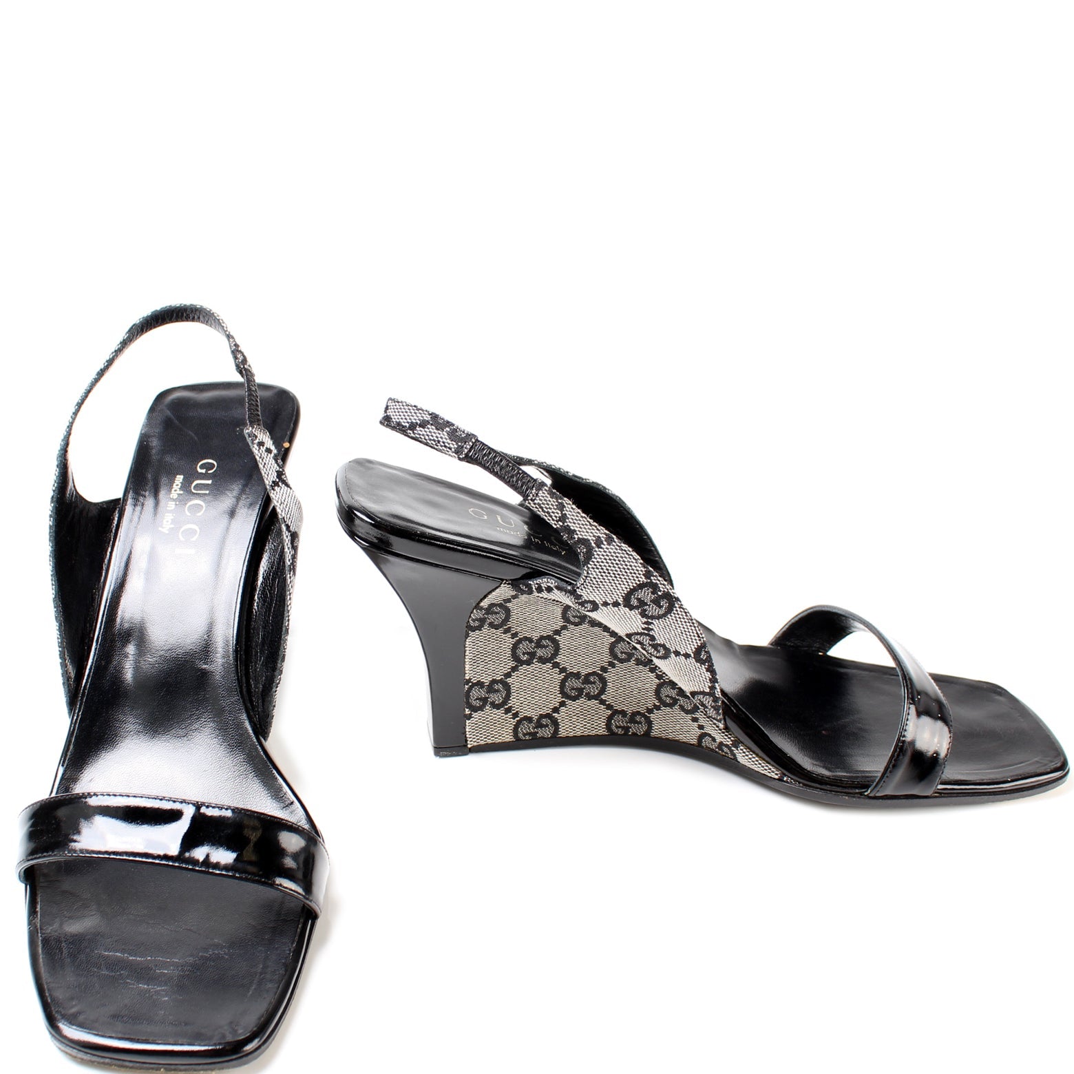 GG Canvas Slingback Wedge Size 38.5 lbcase