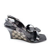 GG Canvas Slingback Wedge Size 38.5