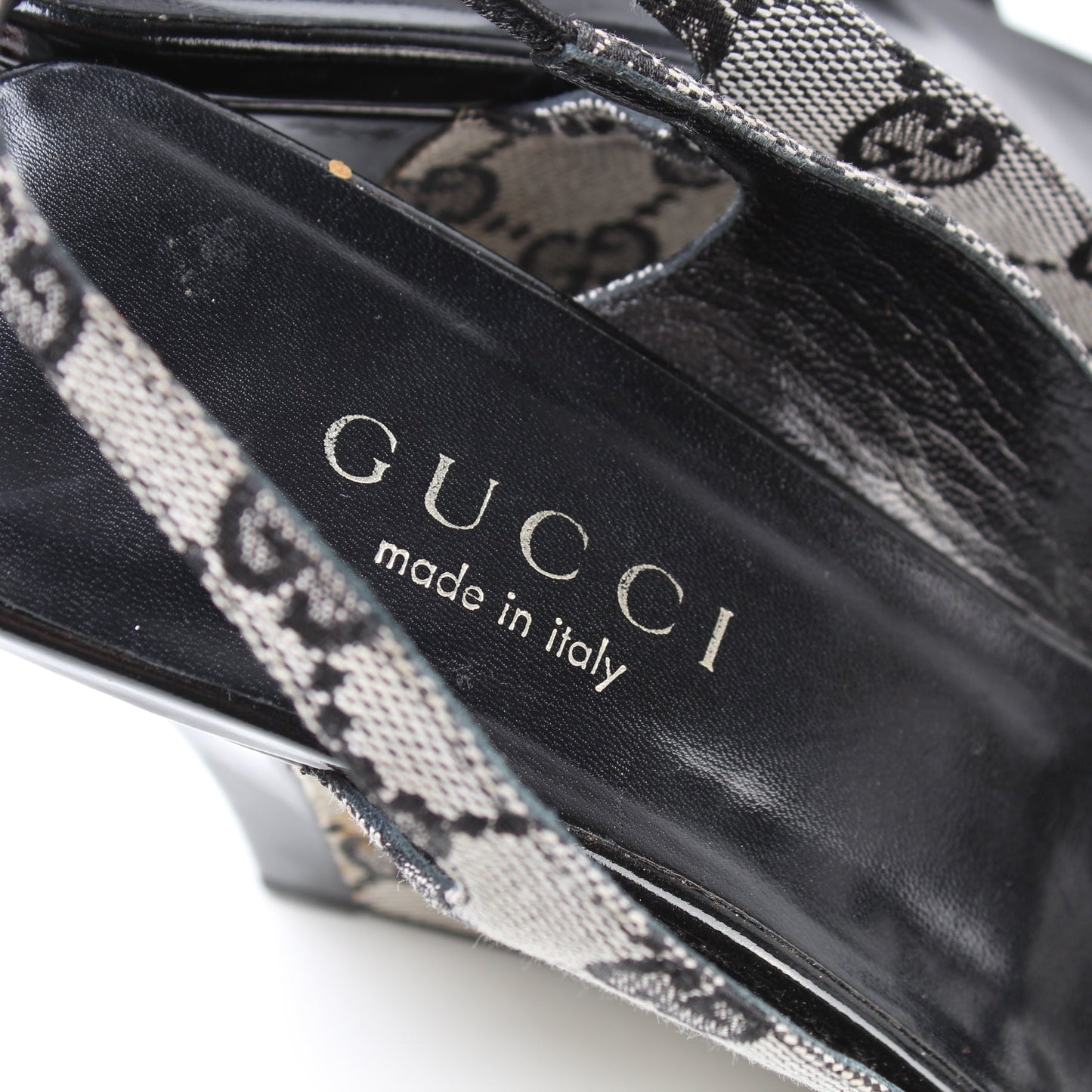 GG Canvas Slingback Wedge Size 38.5 lbcase