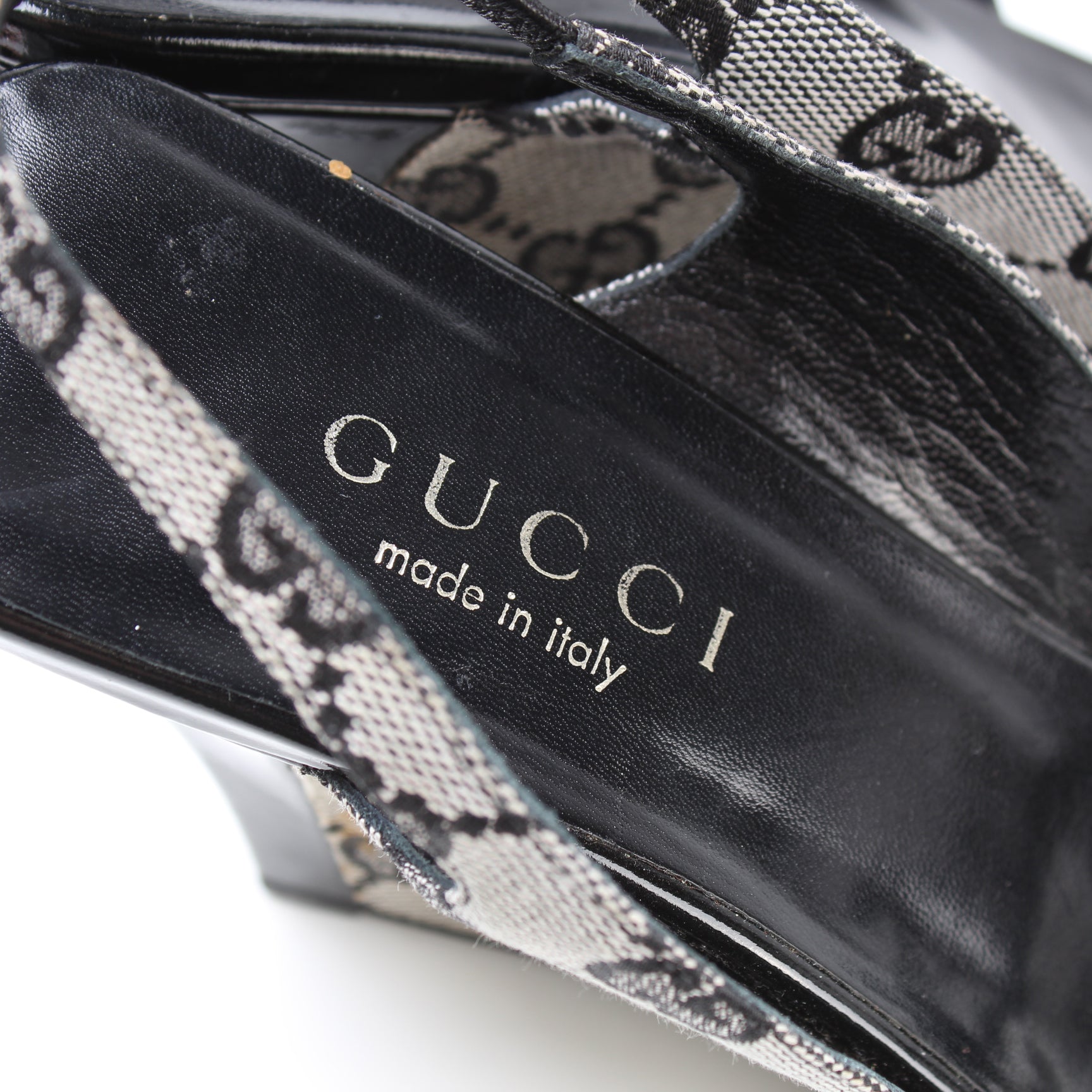 GG Canvas Slingback Wedge Size 38.5 lbcase