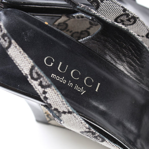 GG Canvas Slingback Wedge Size 38.5