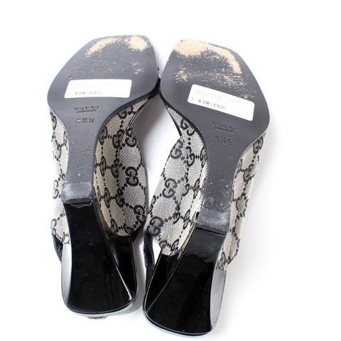 GG Canvas Slingback Wedge Size 38.5
