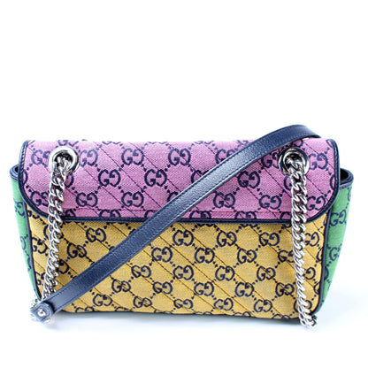 443497 GG Marmont Shoulder Multicolor Quilted Canvas Small Flap lbcase