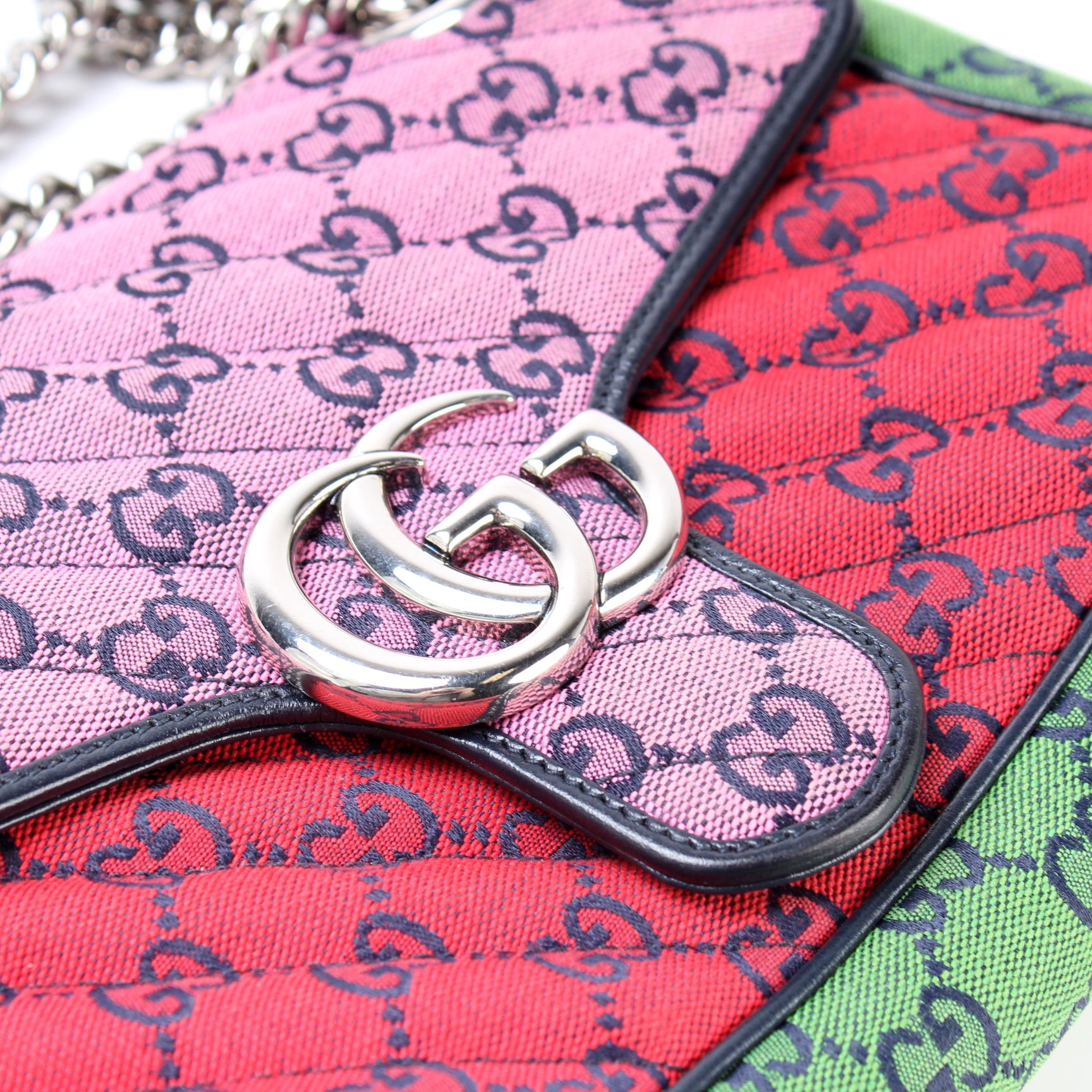 443497 GG Marmont Shoulder Multicolor Quilted Canvas Small Flap lbcase