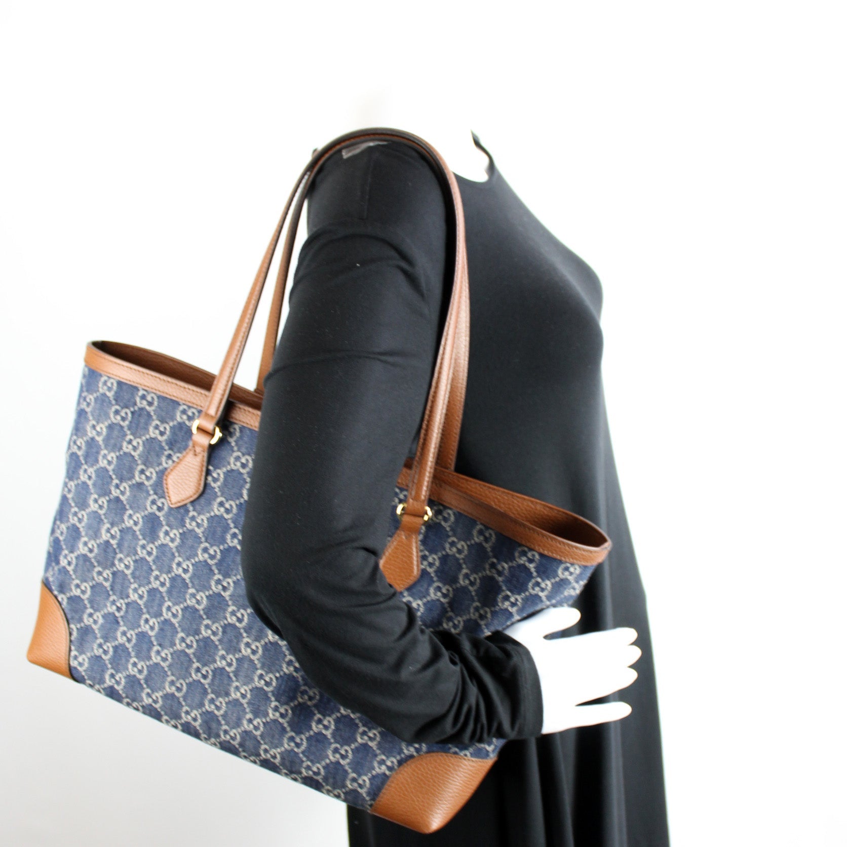 631685 Ophidia GG Denim Tote lbcase