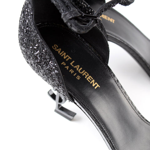YSL Monogram Sandal Heels Glitter Size 41