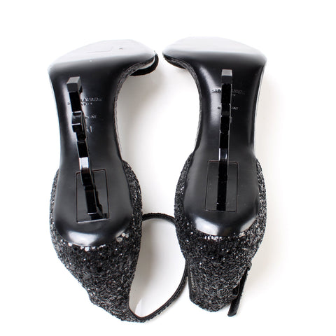 YSL Monogram Sandal Heels Glitter Size 41