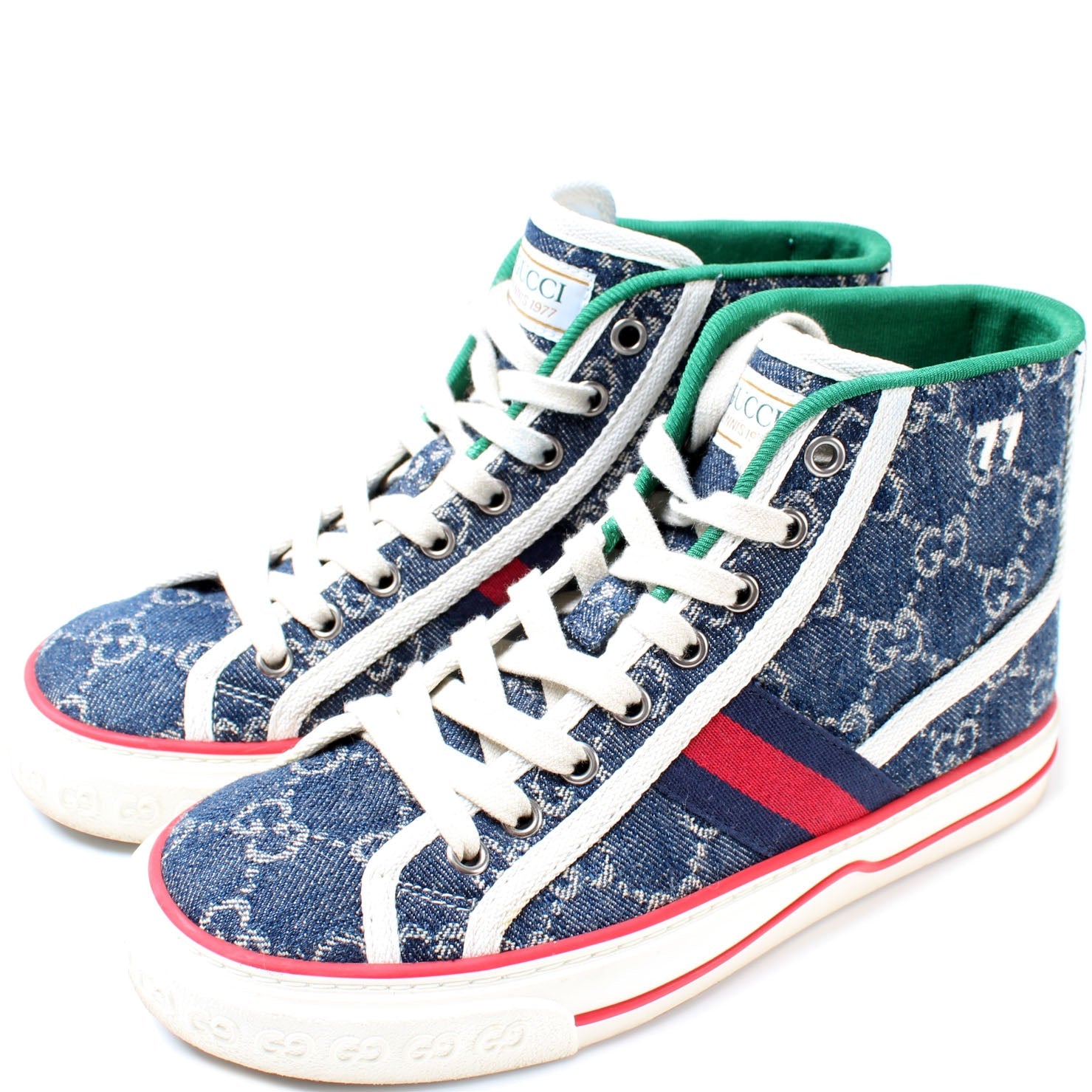 1977 Tennis Shoes High Top Denim Size 35.5 lbcase