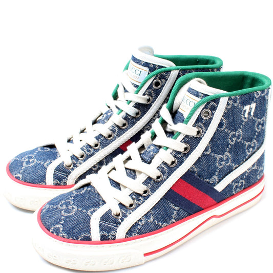 1977 Tennis Shoes High Top Denim Size 35.5 lbcase