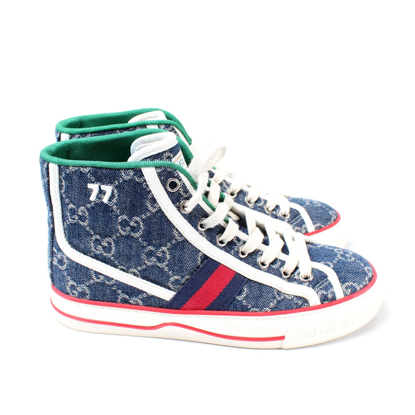 1977 Tennis Shoes High Top Denim Size 35.5 lbcase