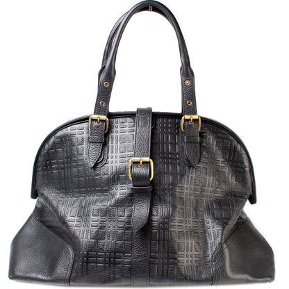 Check Leather Large Hinge Bag