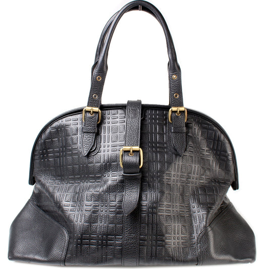 Check Leather Large Hinge Bag