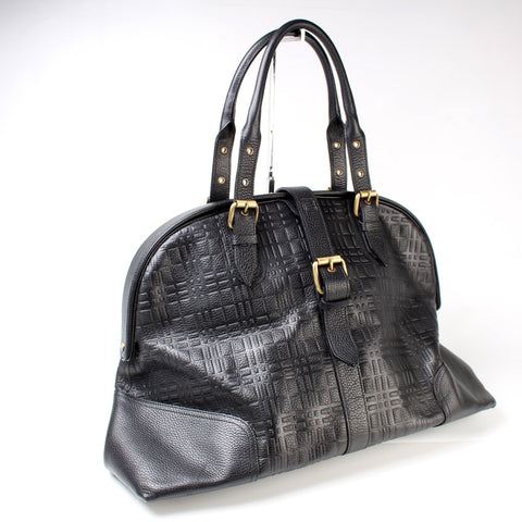Check Leather Large Hinge Bag
