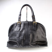 Check Leather Large Hinge Bag