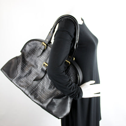Check Leather Large Hinge Bag