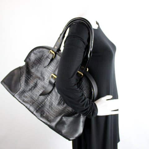 Check Leather Large Hinge Bag
