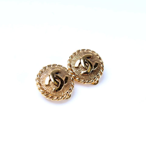 CC Round Clip On Earrings