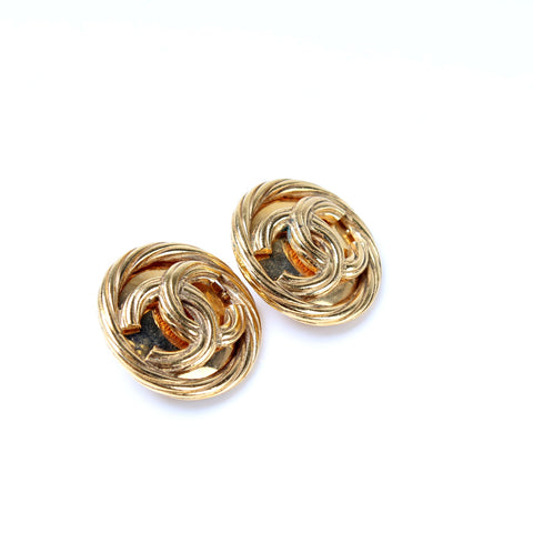 CC Round Clip On Earrings