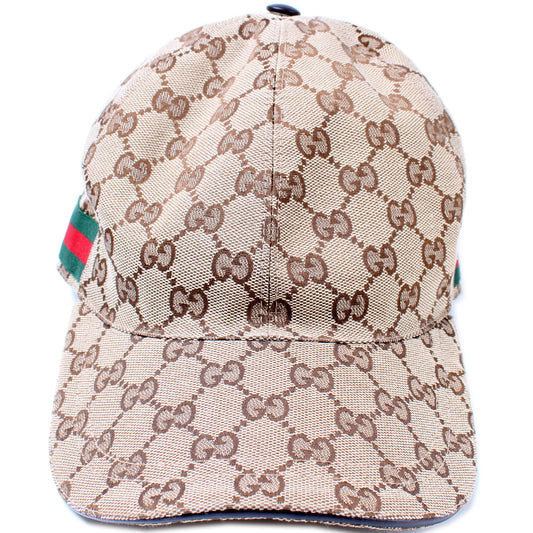 200035 GG Canvas Web Hat Size Large lbcase